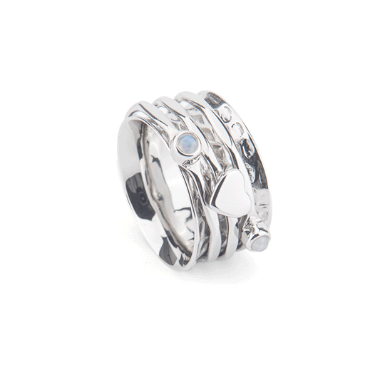 Moon Heart Meditation Spinner Ring